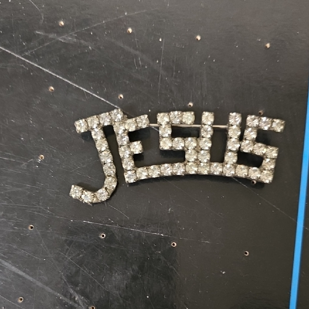 Blinged Out Rhinestone Jesus Brooch